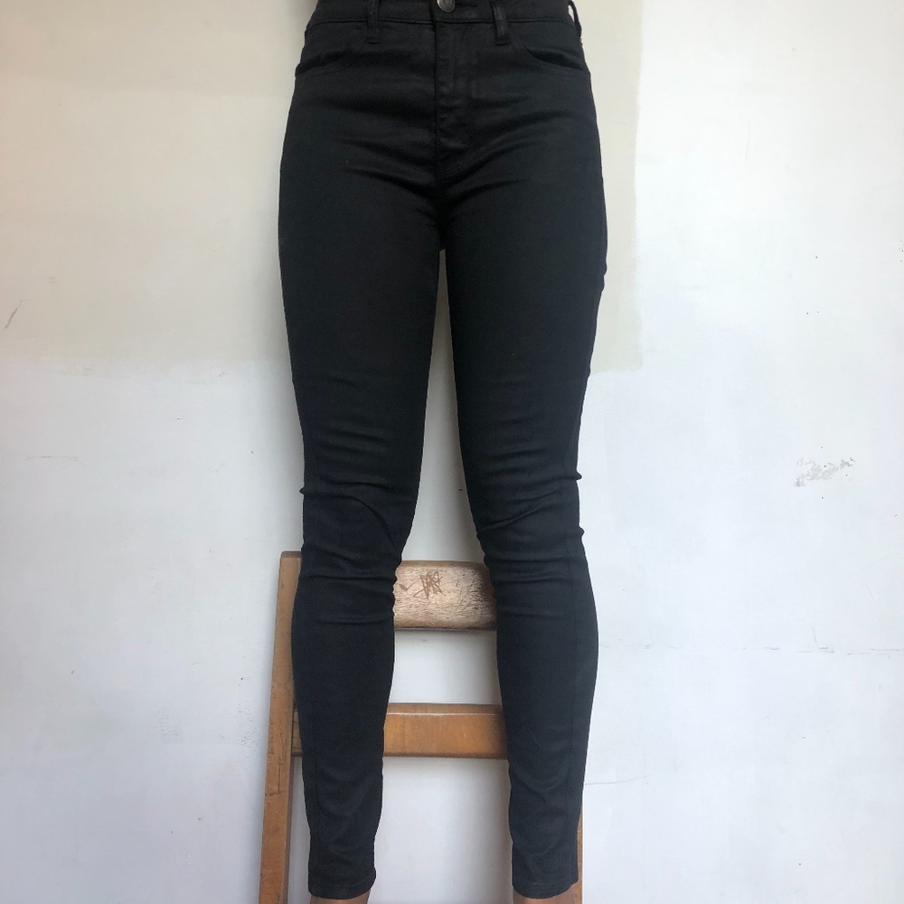 Black faux leather jeans